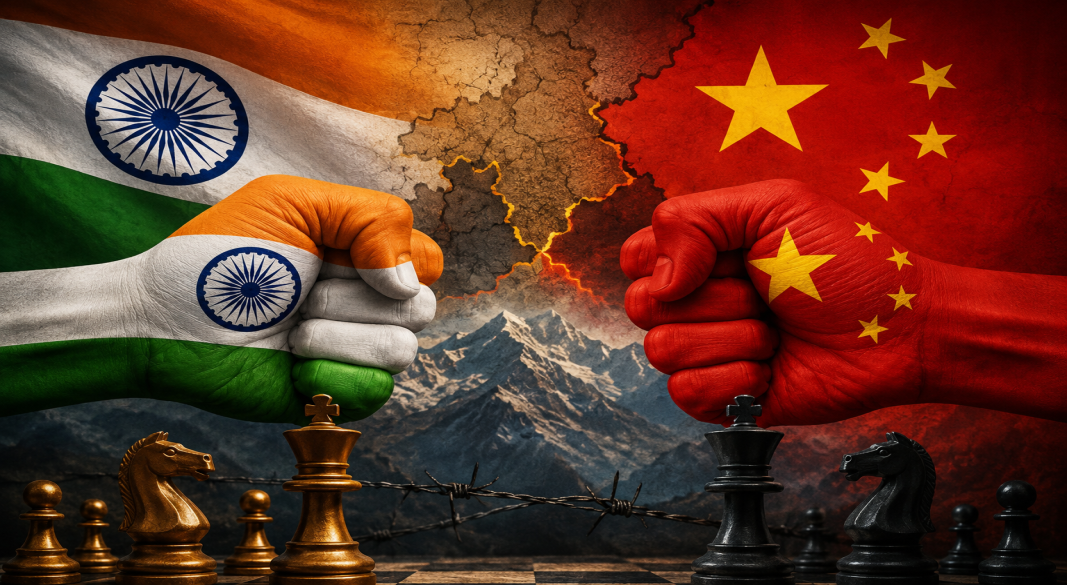 भारत की इंडो-पैसिफिक कूटनीति को दर्शाता सांकेतिक चित्र, जिसमें भारत, जापान, ऑस्ट्रेलिया और इंडोनेशिया के झंडे दिखाई दे रहे हैं।