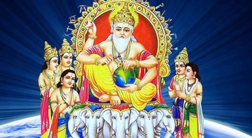 17 सितंबर 2026 को विश्वकर्मा पूजा के अवसर पर भगवान विश्वकर्मा की पूजा करते लोग