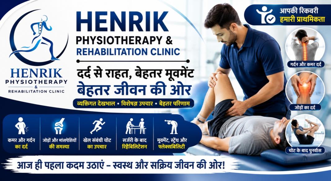 Henrik Physiotherapy & Rehabilitation Clinic में मरीज की फिजियोथेरेपी करते विशेषज्ञ